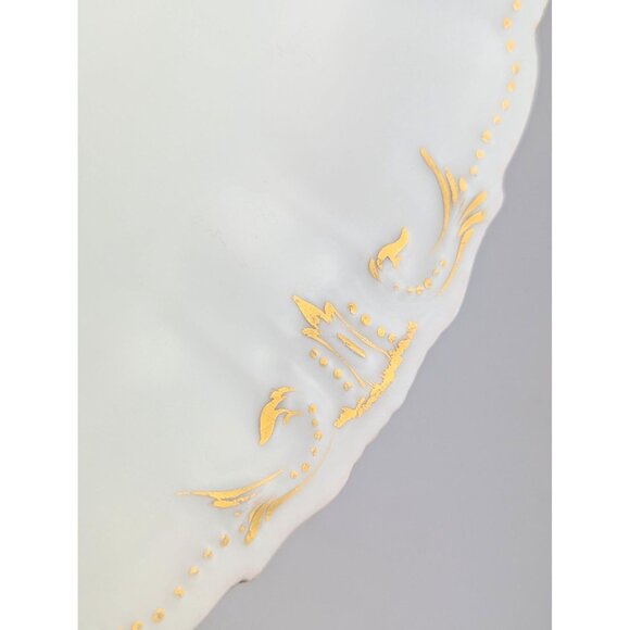 Antique Signed Limoges 8.5" White Porcelain Plate Elegant 1900s Gold Trim Dish - Picture 4 of 9